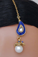 Goldpolish blue and white kundan set-1770