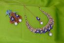 Goldpolish blue and white kundan set-1770