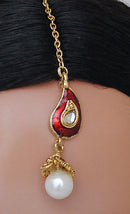 Goldpolish maroon and white kundan set-1771