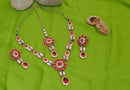 Goldpolish red and white kundan set-1780