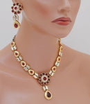 Goldpolish marron and white choker set-1793