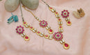 Goldpolish fusicha pink and white kundan set-1795
