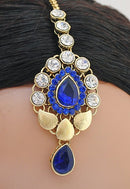 Goldpolish blue and white kundan set-1802