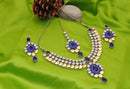 Goldpolish blue and white kundan set-1802