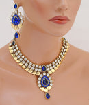 Goldpolish blue and white kundan set-1802