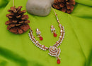 Goldpolish red and white kundan set-1810