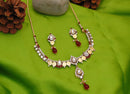 Goldpolish maroon and white kundan set-1815