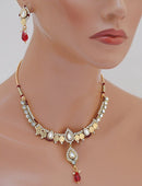 Goldpolish maroon and white kundan set-1815