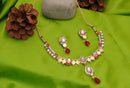 Goldpolish red and white kundan set-1816