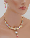 Goldpolish pink and white kundan set-1819