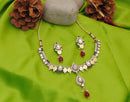 Goldpolish maroon, green and white kundan set-1820