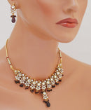 Goldpolish purple and white kundan set-1826