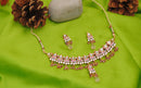 Goldpolish pink and white kundan set-1835