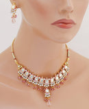 Goldpolish pink and white kundan set-1835