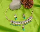 Goldpolish aqua blue and white kundan set-1836
