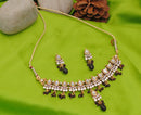Goldpolish purple and white kundan set--1838