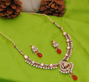 Goldpolish red and white kundan set-1839