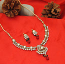 Goldpolish maroon, green and white kundan set-1840