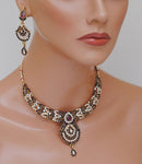 Goldpolish purple and white diamond set-1495