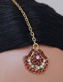 Goldpolish maroon and white diamond set-1499