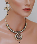 Goldpolish purple and white diamond set-1501