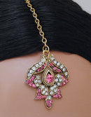 Goldpolish pink and white diamond set-1502