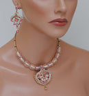 Goldpolish pink and white diamond set-1502