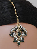 Goldpolish green and white diamond set-1503