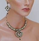 Goldpolish purple, green and white diamond set-1504