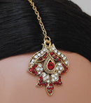 goldpolish maroon and white diamond set-1505