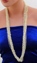 Goldpolish white diamond pearl chain-18"