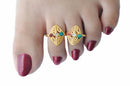 Goldpolish multicolour toe ring-1106