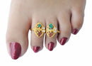 Goldpolish multicolour toe ring-1107