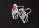 Silverpolish multicolour toe ring-1109