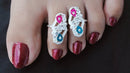 Silverpolish multicolour toe ring-1109