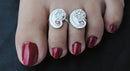 Silverpolish multicolour toe ring-1110