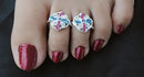 Silverpolish multicolour toe ring-1111