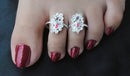 Silverpolish multicolour toe ring-1112