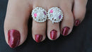 Silverpolish multicolour toe ring-1114