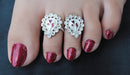 Silverpolish multicolour toe ring-1116