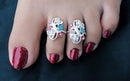 Silver polish multi-colour toe ring-1117