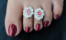 Silverpolish multicolour toe ring-1120