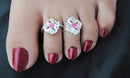 Silverpolish multicolour toe ring-1122